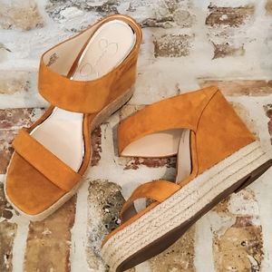 Orange Jessica Simpson Leather Slip On Wedge Heels